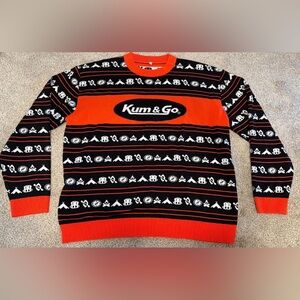 Kum & Go Former Iowa Gas Station Ugly Christmas Sweater Sz 3XL Outdoors Camping